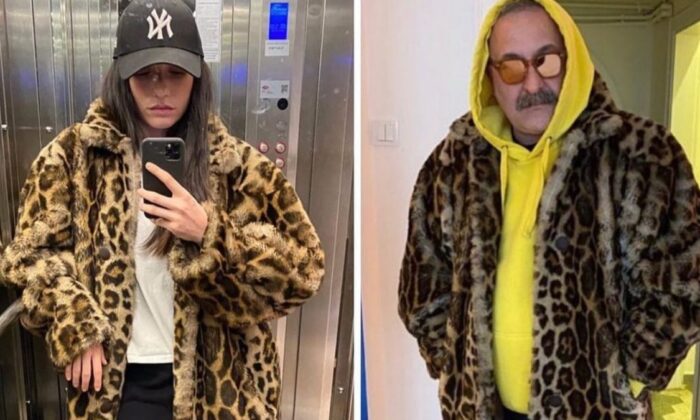 Hazar Ergüçlü ve Onur Ünlü aynı kürkle poz verdi