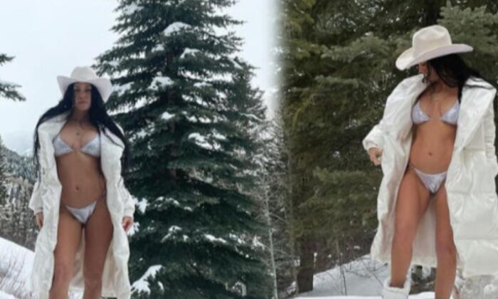 Kourtney Kardashian’dan karlar üzerinde bikinili poz